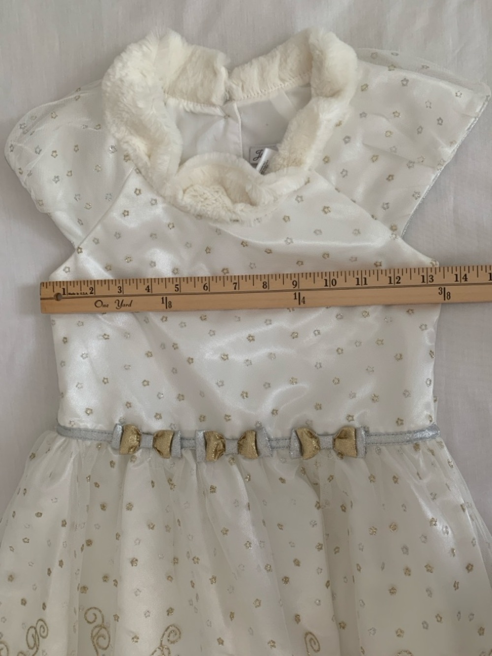 Jona Michelle Style CO3377: Ivory Gold Glitter Snowflake Dress - Picture 9 of 12